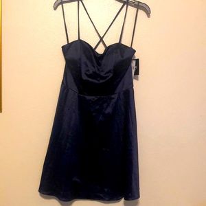 Juniors By & By Navy Solid Knit Satin Sleeveless DressSize 9